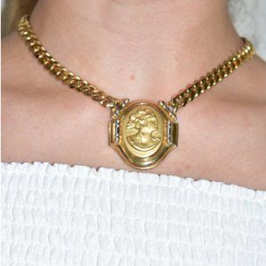 Gold Tone Cameo Necklace